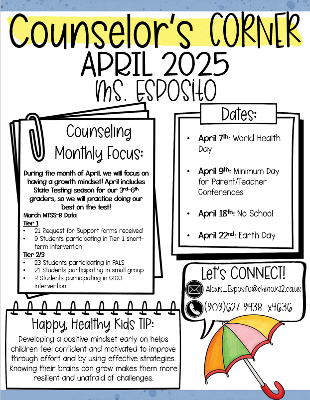April 2025 Counselor's Corner Newsletter